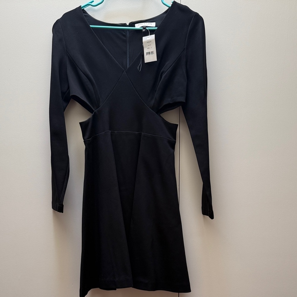 Elegant Black Long-Sleeve Dress with cutouts